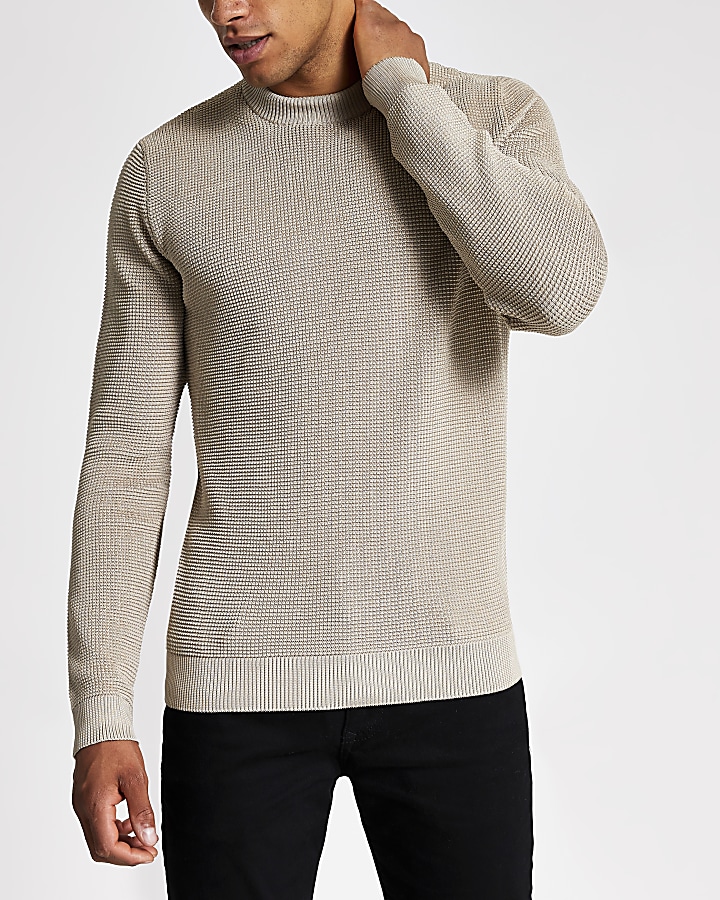 Stone long sleeve slim fit knit jumper
