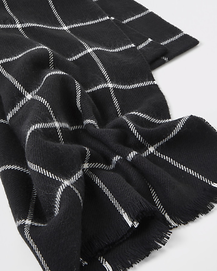 Black check print scarf