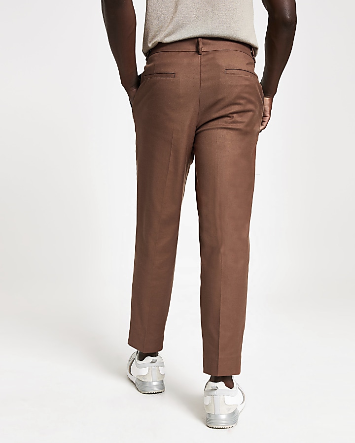 Brown skinny stretch tapered trouser