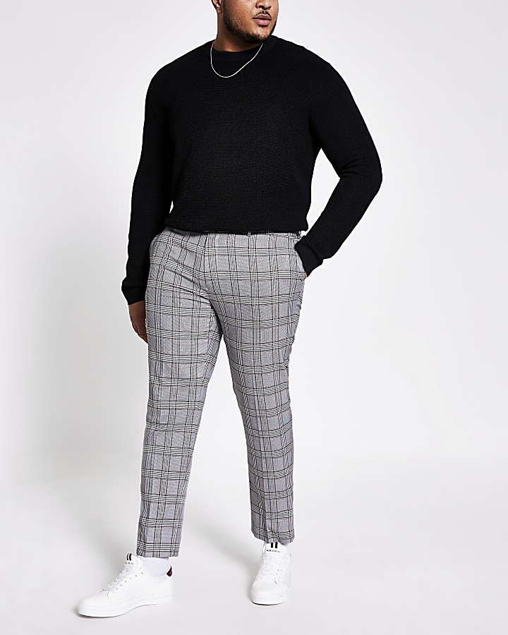 Big and tall check smart trousers