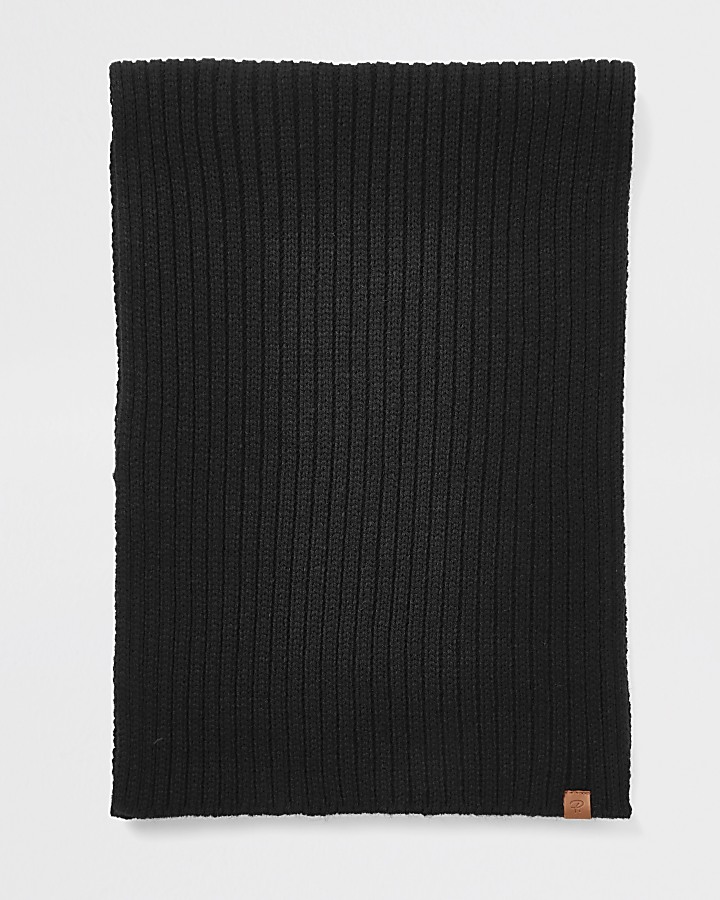 Black Prolific rib knitted scarf