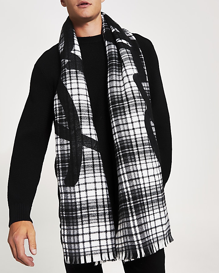 Prolific grey check blanket scarf