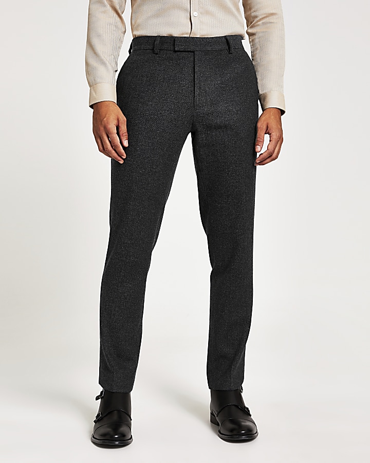 Navy skinny fit suit trousers