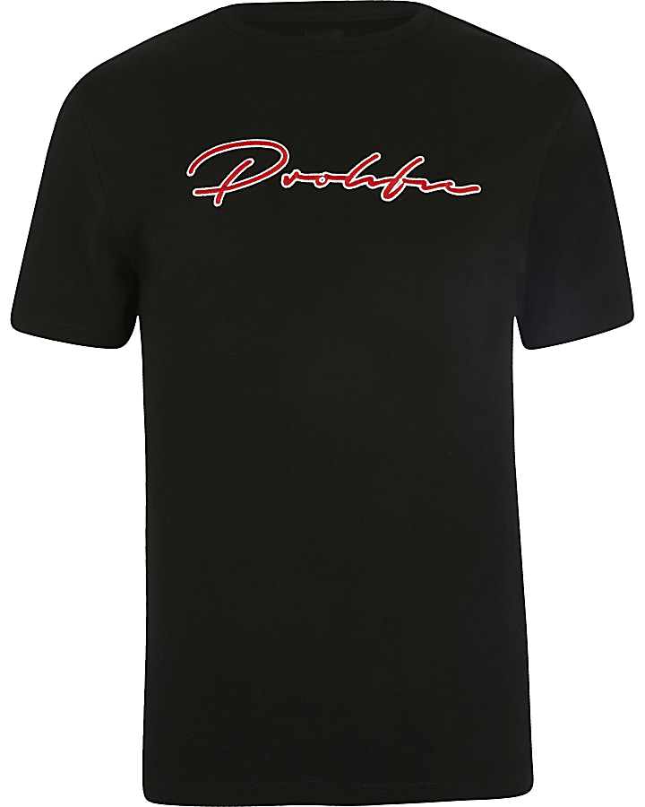 Prolific black embroidered slim fit T-shirt