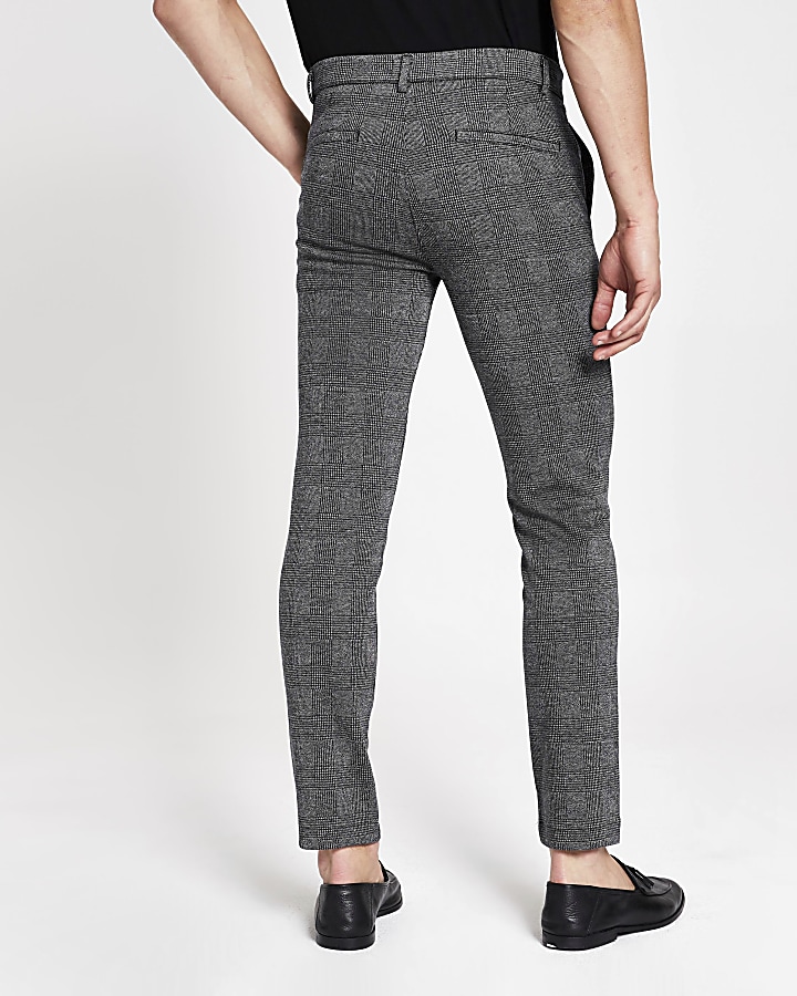 Grey check skinny trousers