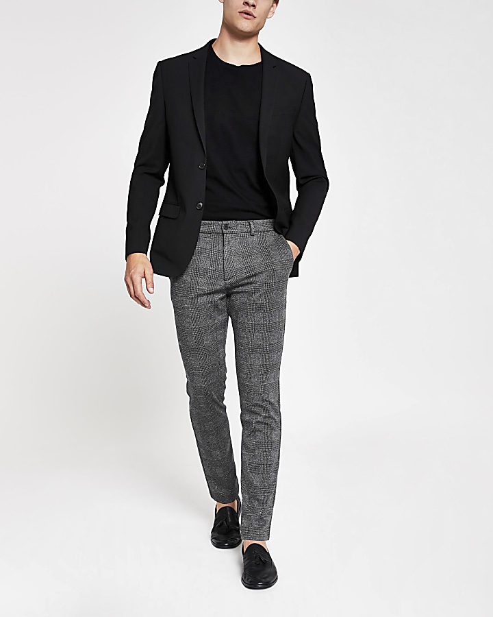 Grey check skinny trousers