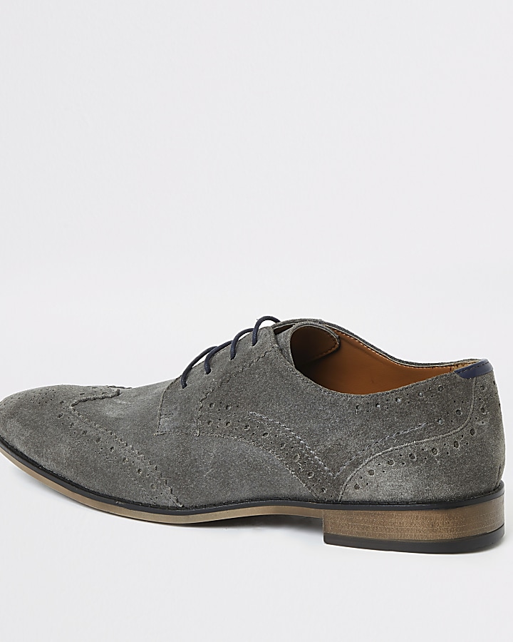 Grey suede lace-up brogues