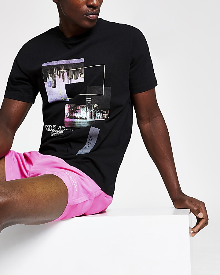 Black visionaries print slim fit T-shirt