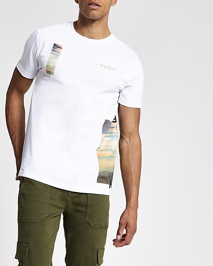 White Maison Riviera slim fit T-shirt
