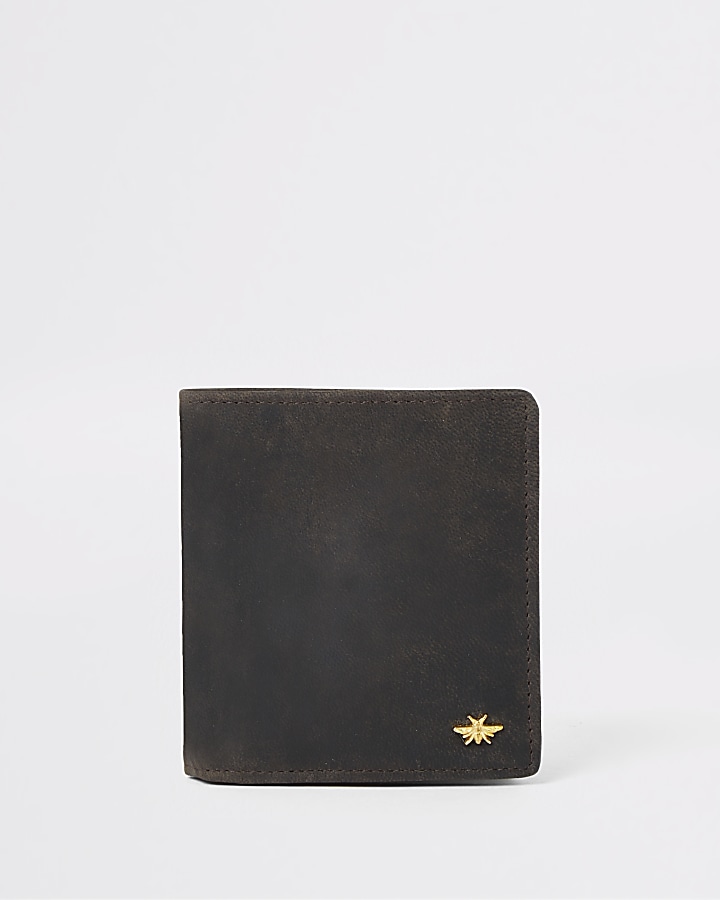 Dark brown leather wasp wallet