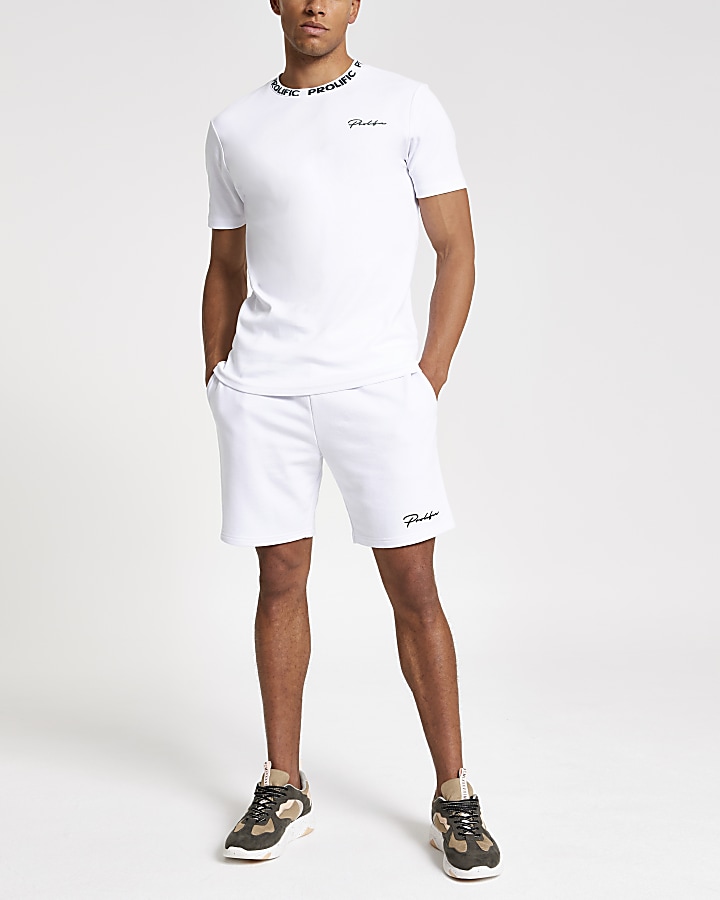 White Prolific chest print slim fit T-shirt