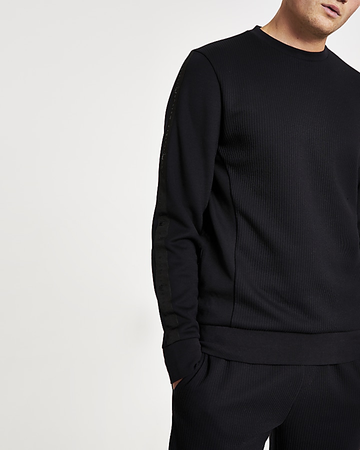 Black Maison Riviera textured sweatshirt