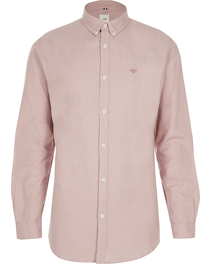 Pink long sleeve regular fit Oxford shirt