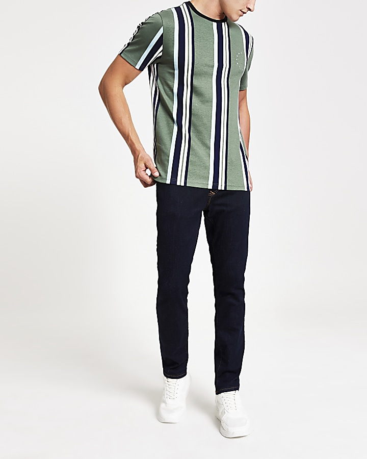 Maison Riviera green slim fit stripe T-shirt