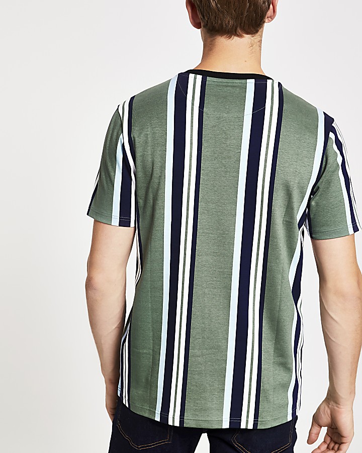 Maison Riviera green slim fit stripe T-shirt