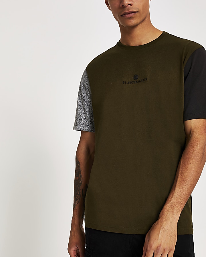 Khaki contrast short sleeve T-shirt