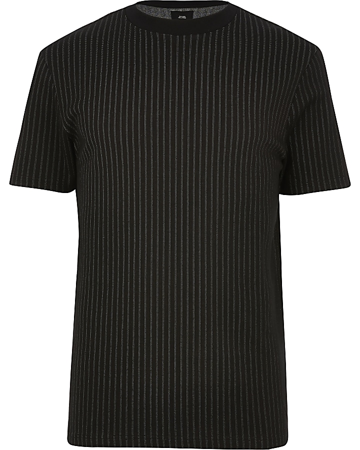 Black stripe short sleeve slim fit T-shirt