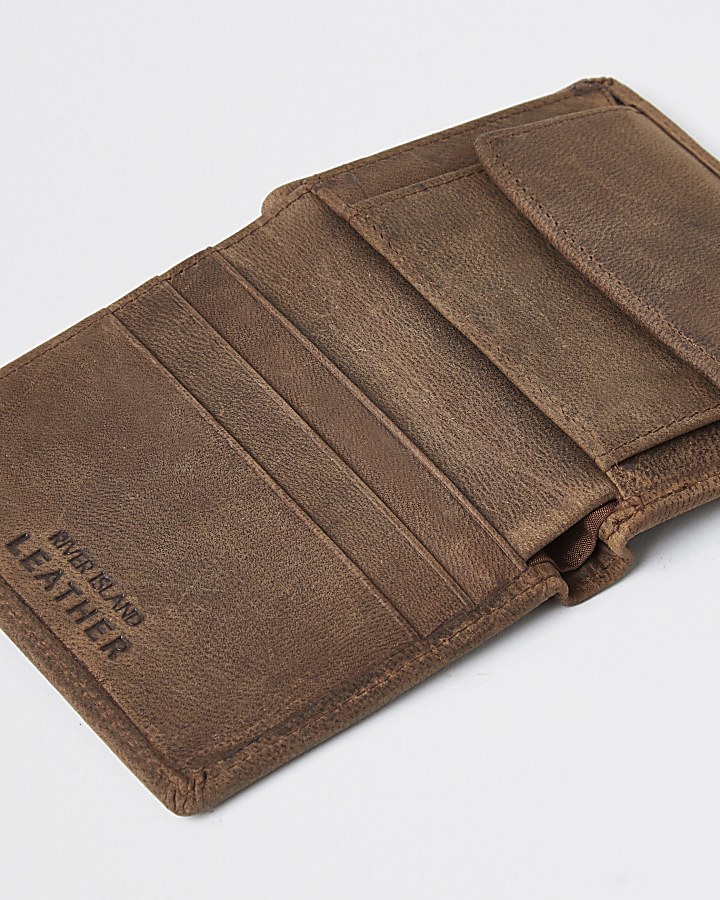 Light brown leather fold out wallet