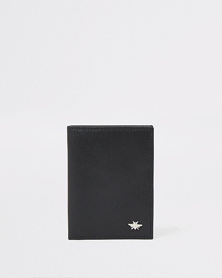 Black leather wasp wallet