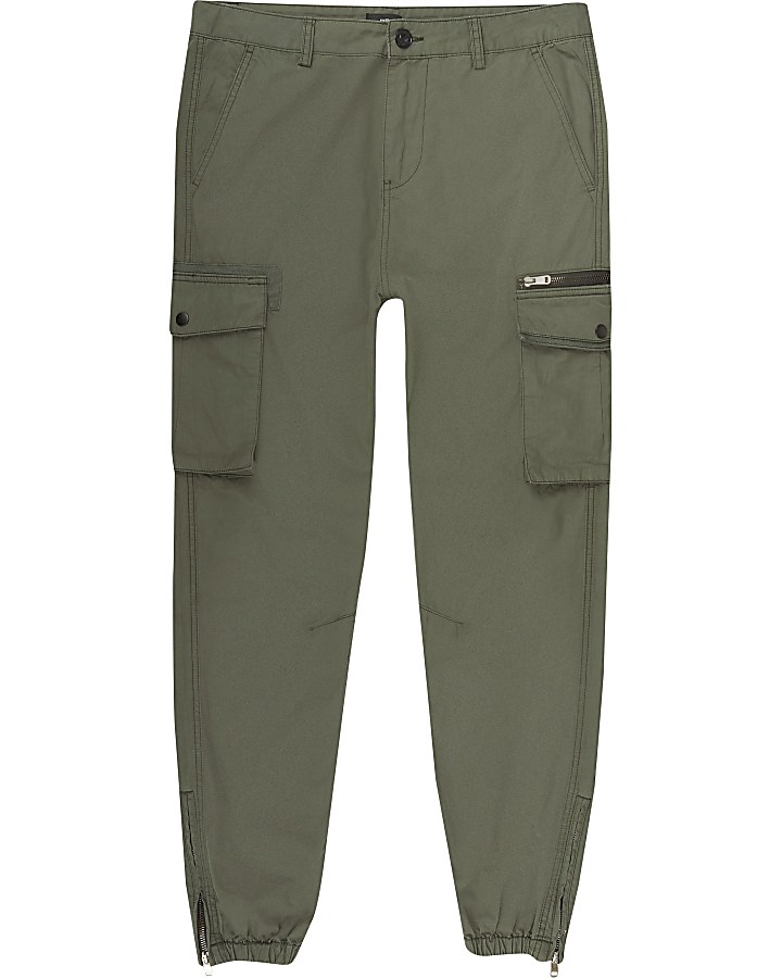 Khaki skinny fit cargo trousers