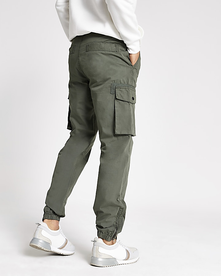 Khaki skinny fit cargo trousers
