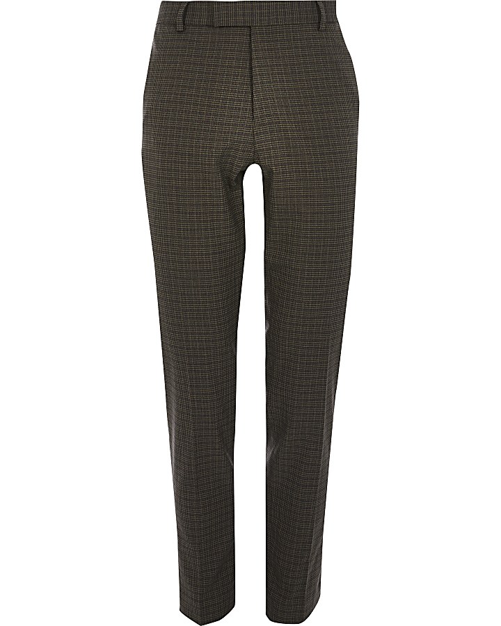 Brown check super skinny crop trousers