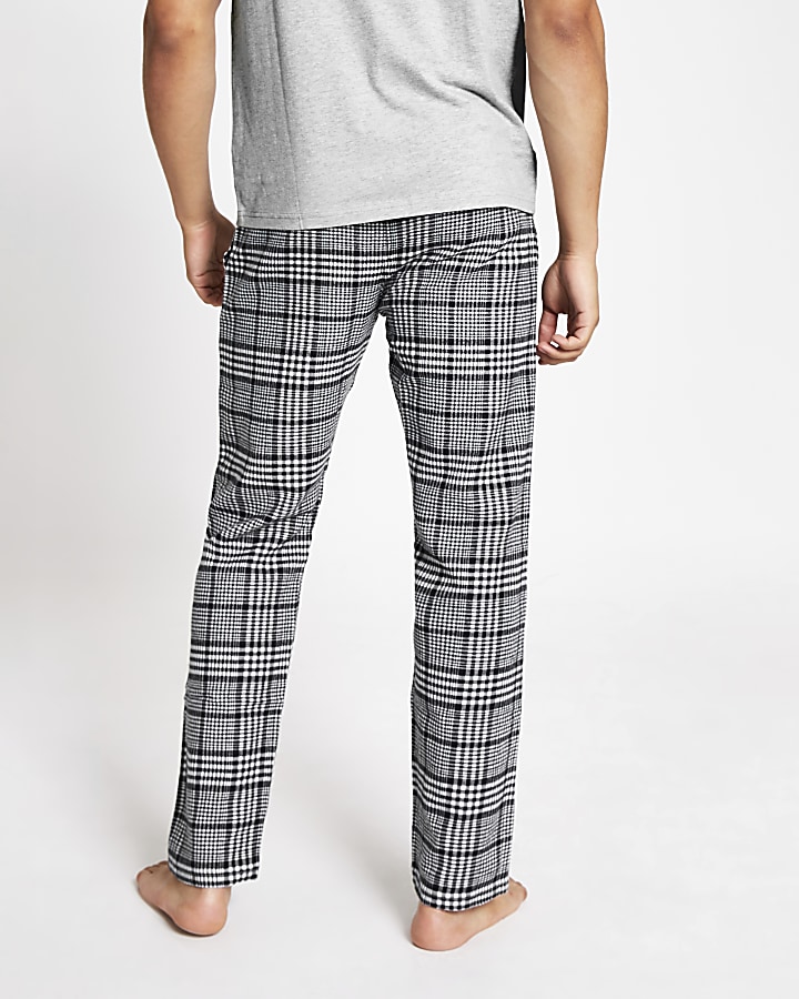 Grey check short sleeve loungewear set