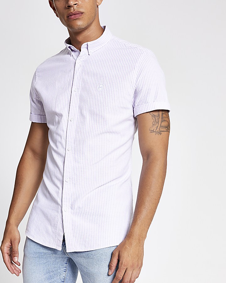 Purple stripe slim fit Oxford shirt
