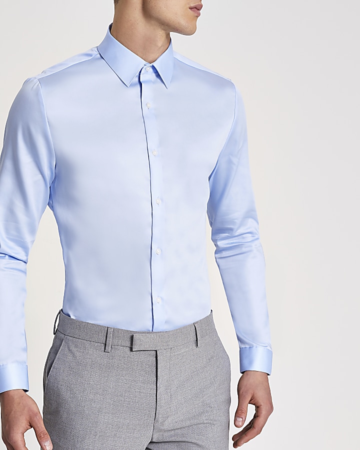 Blue slim fit Egyptian cotton shirt