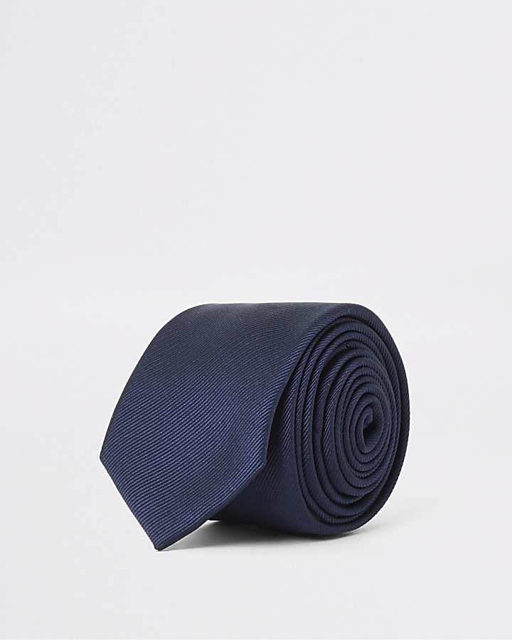 Navy paisley tie and handkerchief set