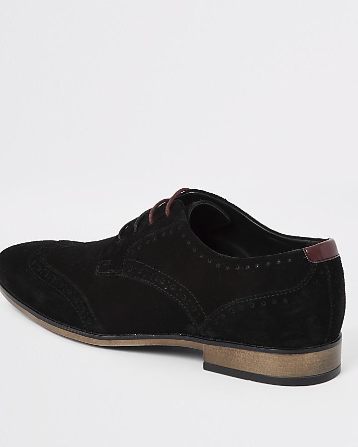 Black suede lace-up brogues
