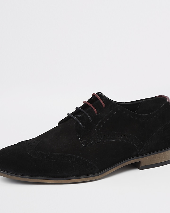 Black suede lace-up brogues