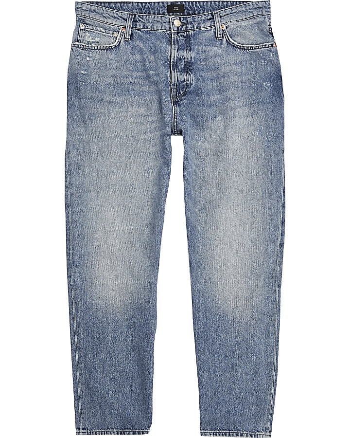 Mid blue Jay loose fit cropped jeans