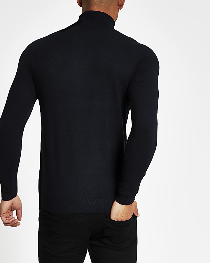 Only and Sons navy high neck jumper