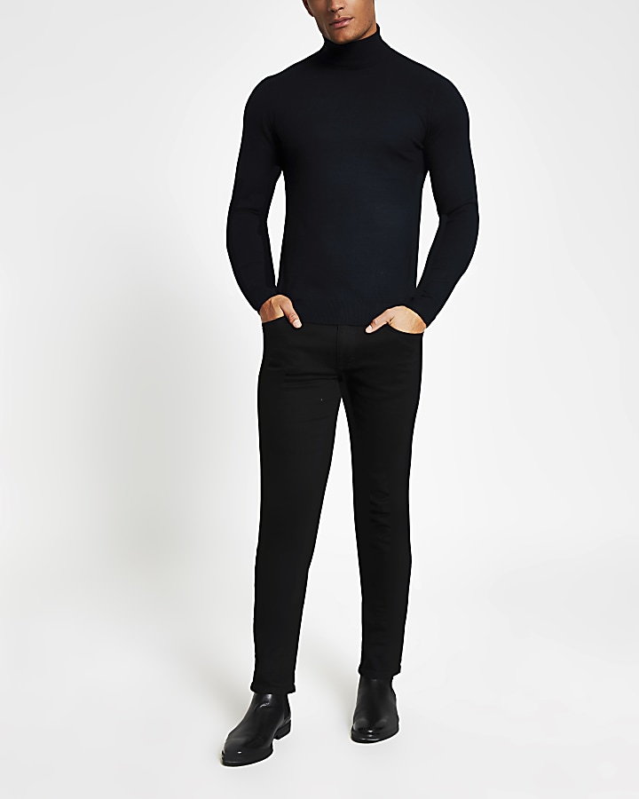 Only and Sons navy high neck jumper