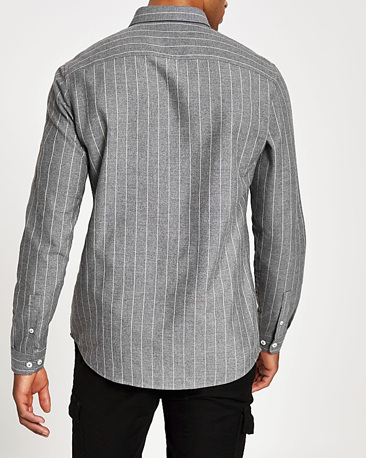 Grey pinstripe regular fit shirt