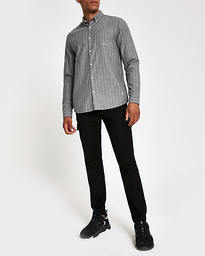 Grey pinstripe regular fit shirt