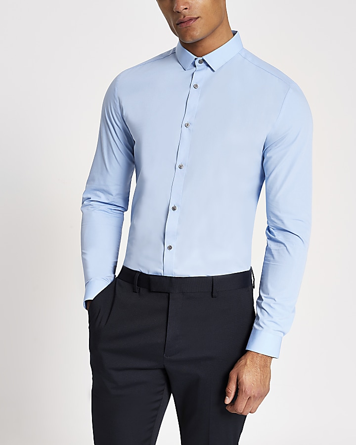 Light blue slim fit long sleeve shirt
