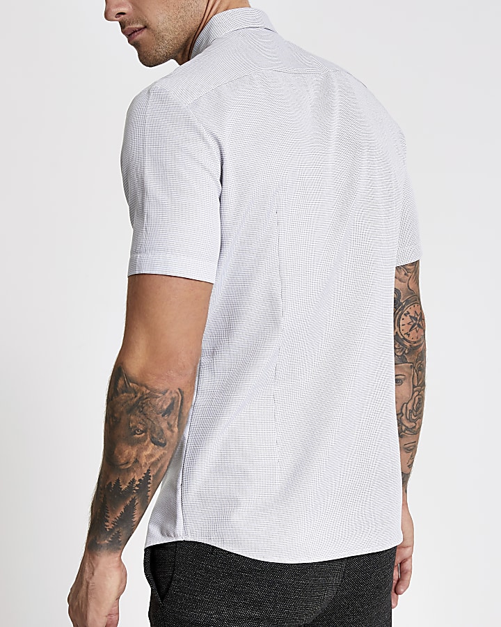 White slim fit blocked Maison Riviera shirt