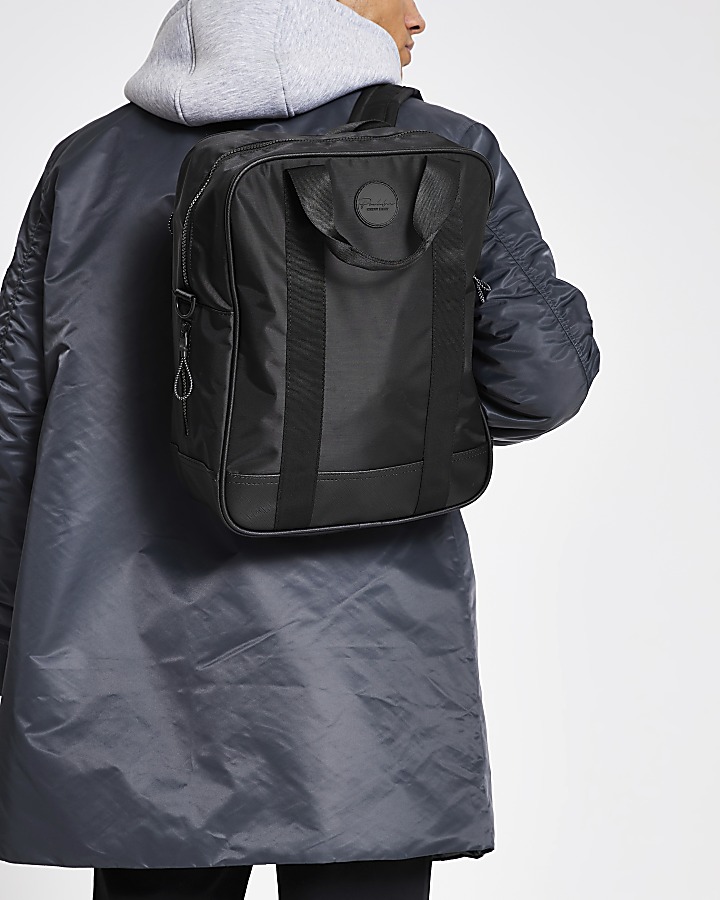 Prolific black nylon square backpack