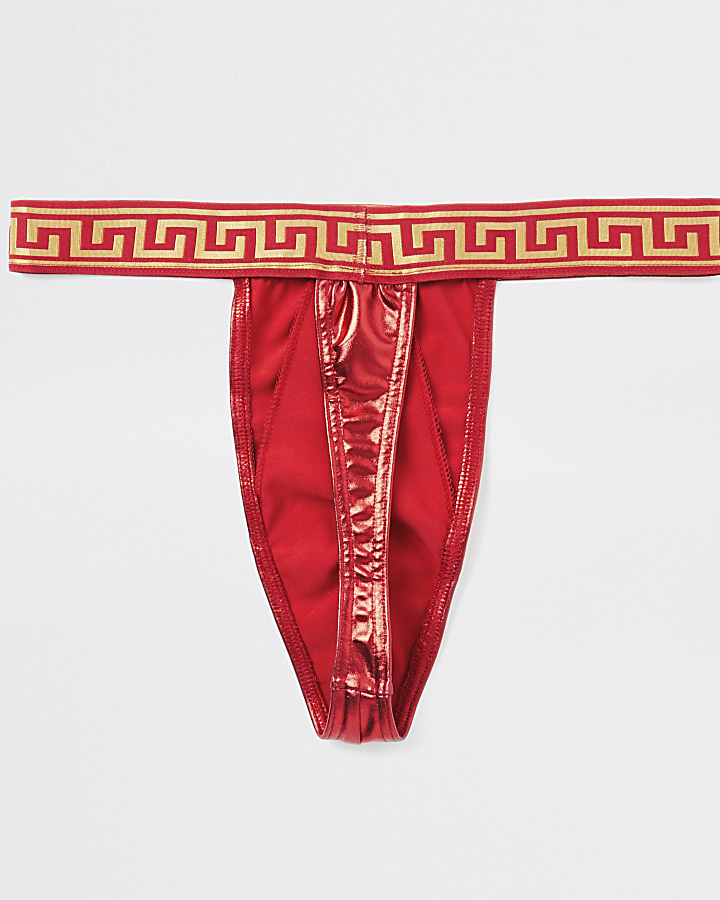 Red metallic thong