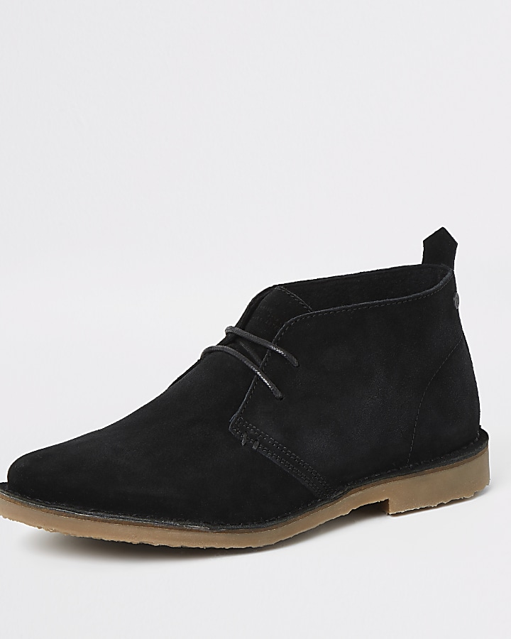 Black suede wide fit desert boots