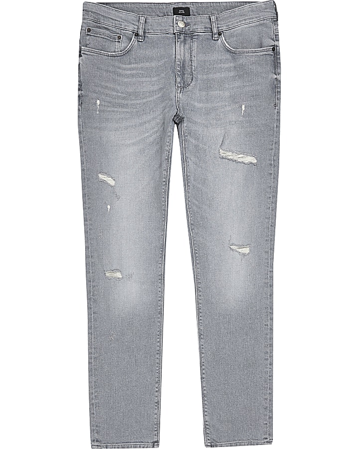 Grey ripped Sid skinny jeans