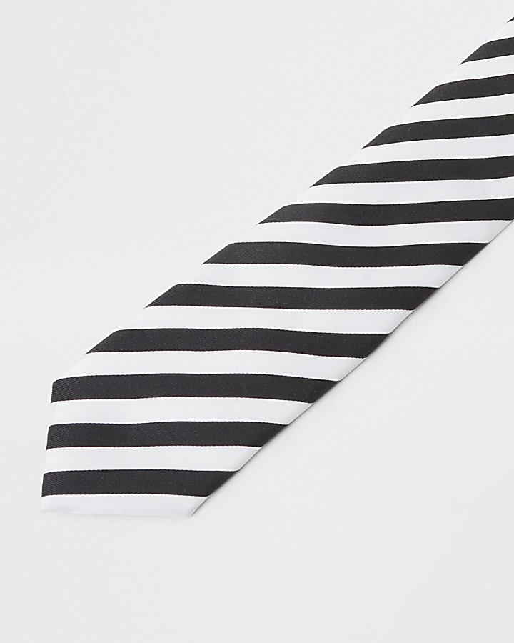White monochrome stripe tie