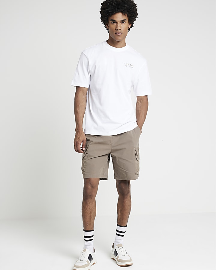 White regular fit Japanese graphic t-shirt | River Island