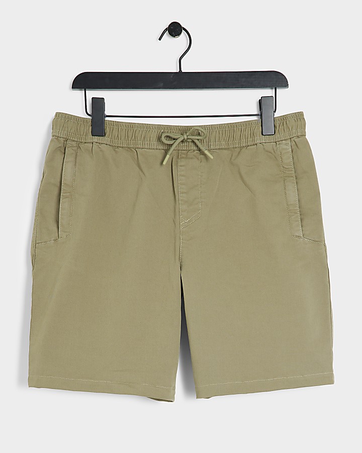 Green regular fit pull on shorts | River Island