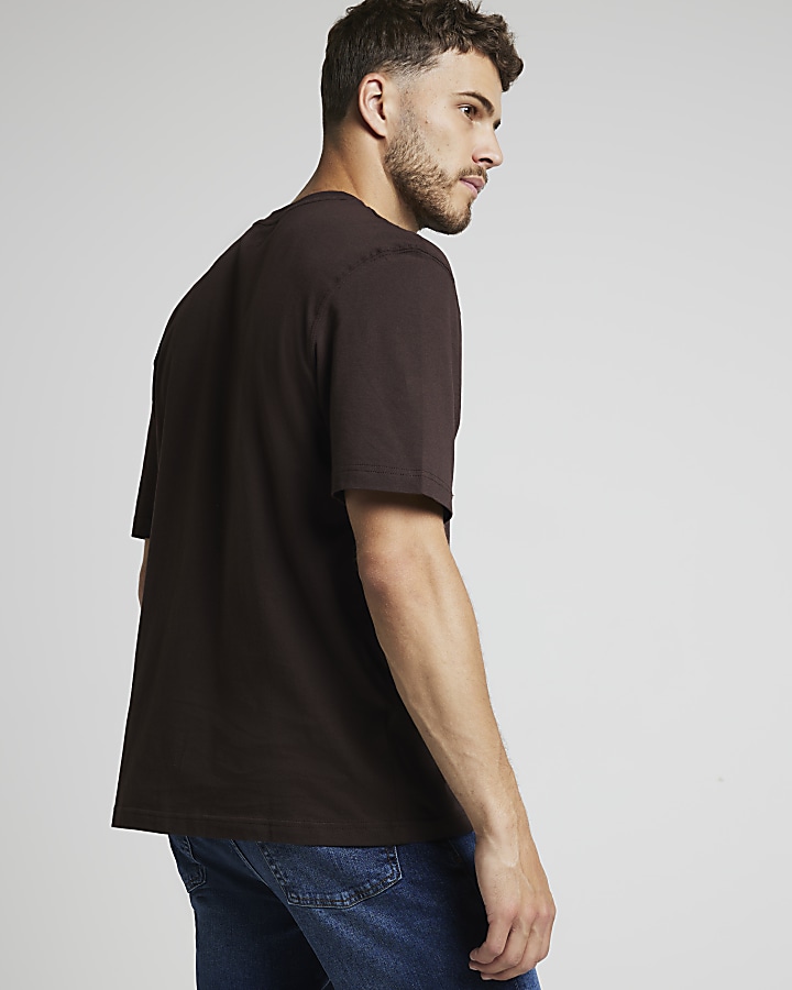 Brown  regular fit essential t-shirt