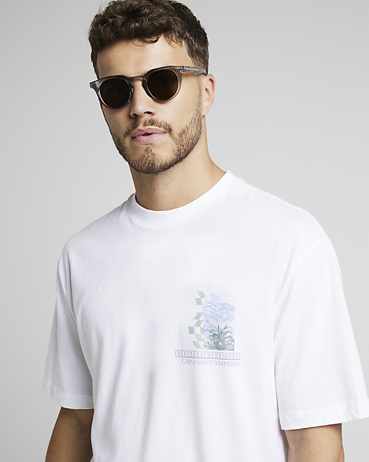 White oversized fit graphic print t-shirt