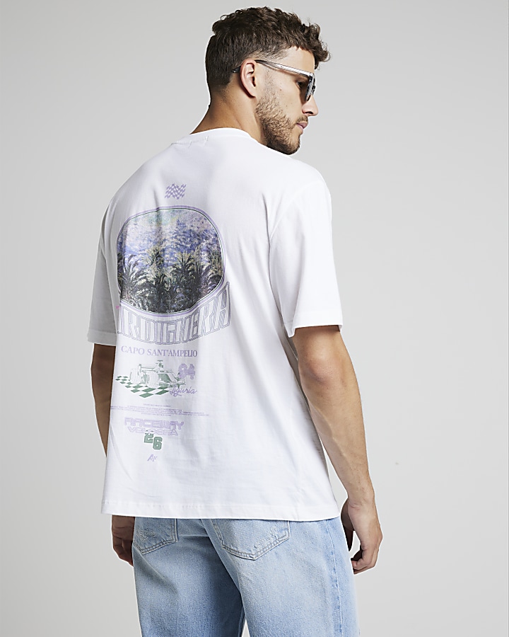 White oversized fit graphic print t-shirt