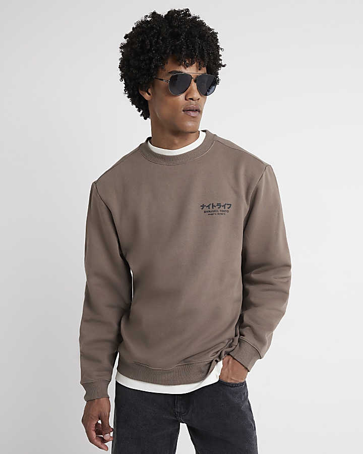 Stone regular fit Japanese graphic sweatshirt